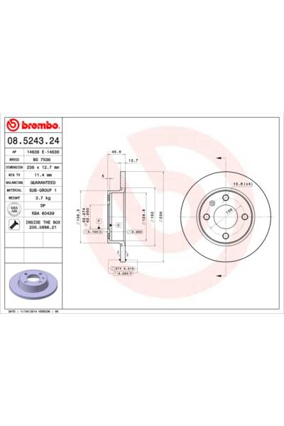 Disco  freno BREMBO 65-08.5243.24