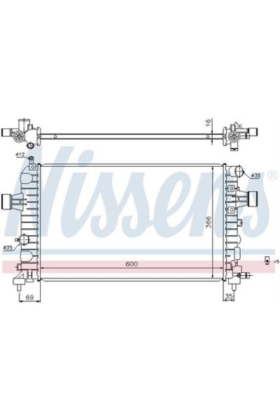 Radiatore, Raffreddamento motore NISSENS 123-630744