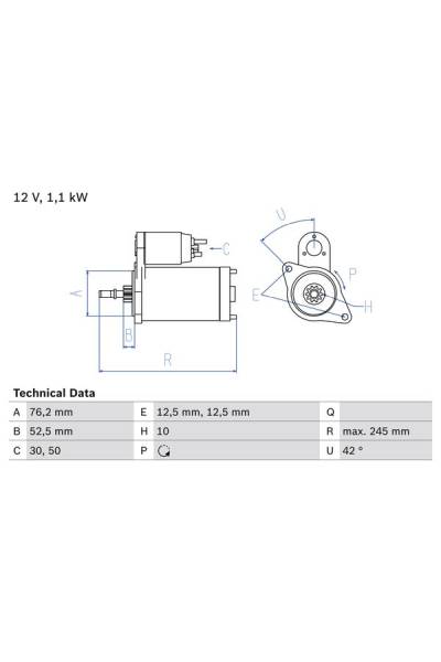 Motorino d'avviamento bosch 30-0 986 016 300