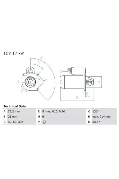 Motorino d'avviamento bosch 30-0 986 017 110