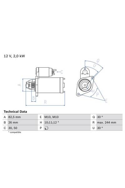 Motorino d'avviamento bosch 30-0 986 017 260