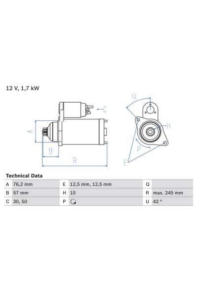 Motorino d'avviamento bosch 30-0 986 020 320