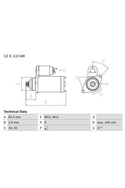Motorino d'avviamento bosch 30-0 986 021 220