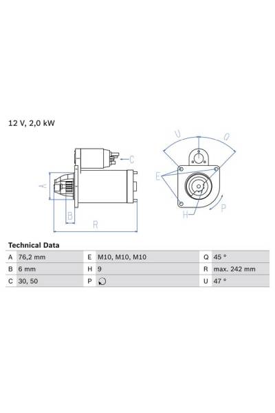 Motorino d'avviamento bosch 30-0 986 021 820