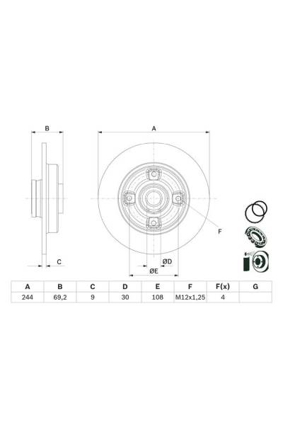 Disco freno bosch 30-0 986 479 F74