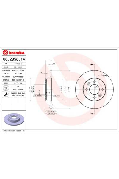 Disco  freno BREMBO 65-08.2958.14