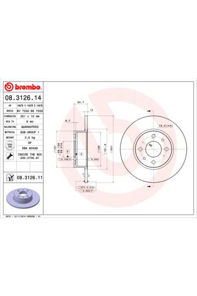 Disco freno brembo 65-08.3126.11
