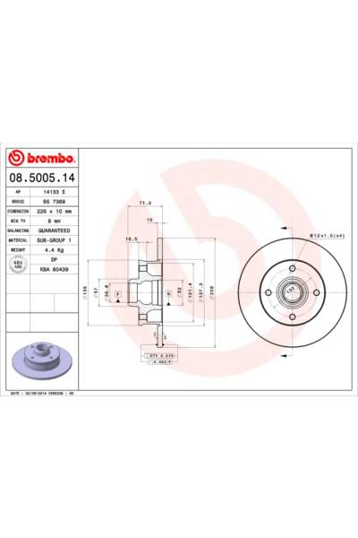Disco  freno BREMBO 65-08.5005.14