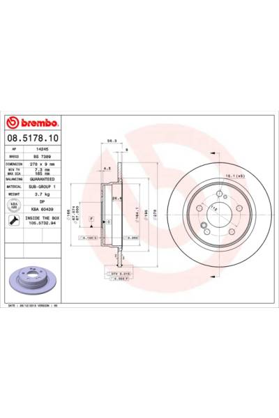Disco  freno BREMBO 65-08.5178.10