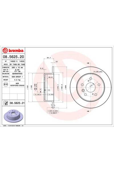 Disco freno brembo 65-08.5625.21