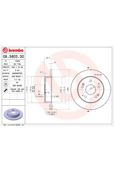 Disco  freno BREMBO 65-08.5803.30