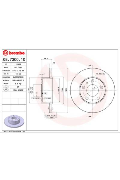 Disco  freno BREMBO 65-08.7300.10