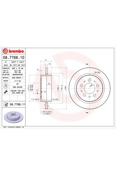 Disco  freno BREMBO 65-08.7768.10