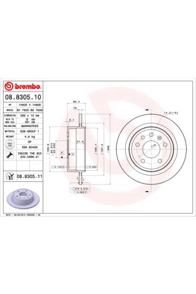 Disco  freno BREMBO 65-08.8305.11