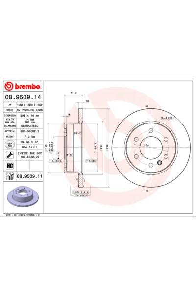 Disco  freno BREMBO 65-08.9509.11