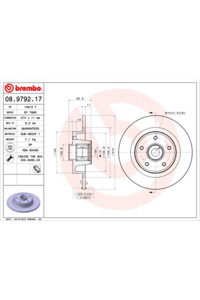 Disco  freno BREMBO 65-08.9792.17