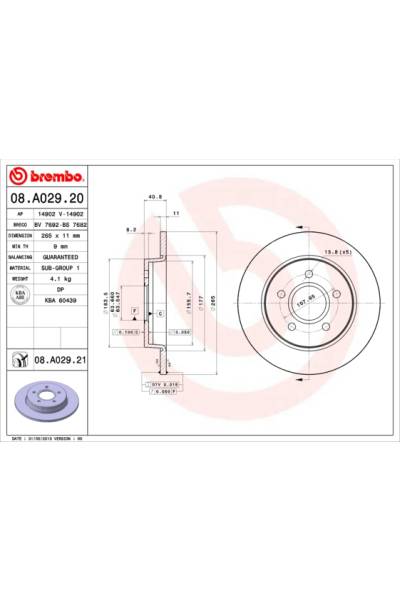 Disco  freno BREMBO 65-08.A029.21
