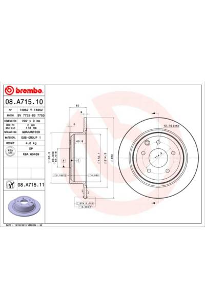 Disco  freno BREMBO 65-08.A715.11