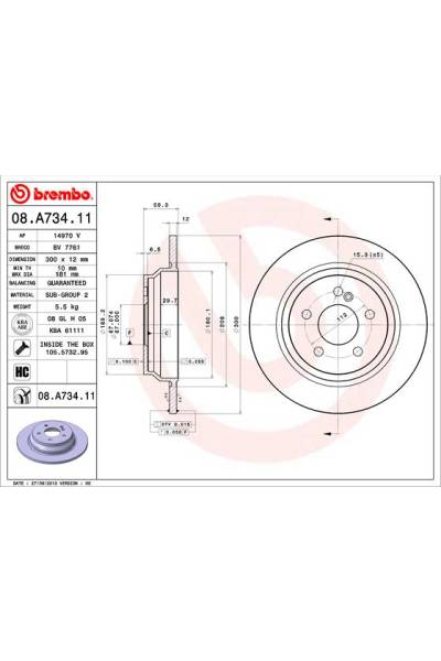 Disco  freno BREMBO 65-08.A734.11
