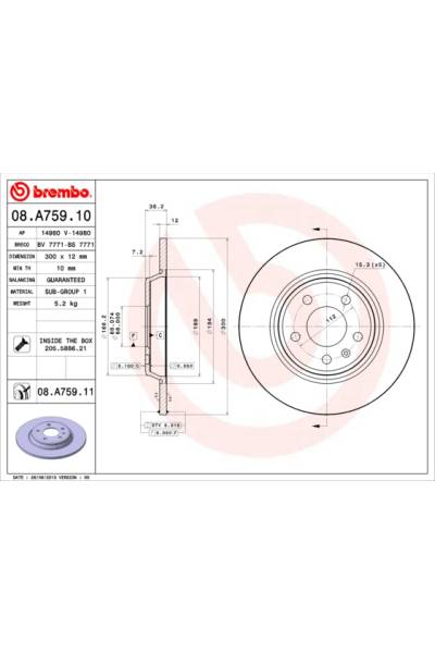 Disco  freno BREMBO 65-08.A759.11