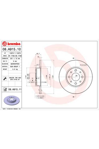 Disco  freno BREMBO 65-08.A915.11