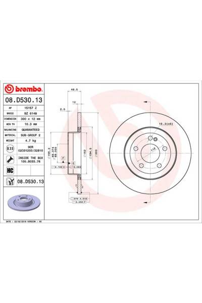 Disco freno brembo 65-08.D530.13