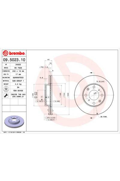 Disco  freno BREMBO 65-09.5023.10