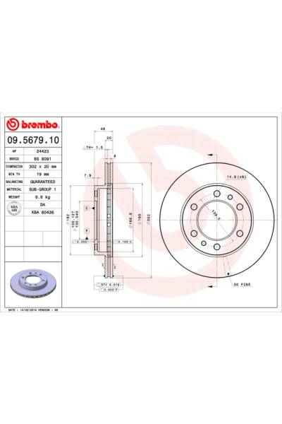 Disco  freno BREMBO 65-09.5679.10