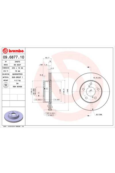 Disco  freno BREMBO 65-09.6877.10