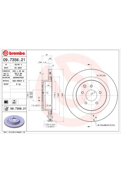 Disco  freno BREMBO 65-09.7356.21
