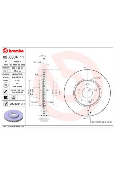 Disco  freno BREMBO 65-09.8304.11