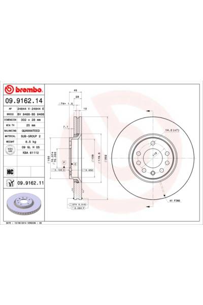 Disco  freno BREMBO 65-09.9162.11