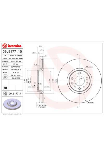 Disco  freno BREMBO 65-09.9177.11