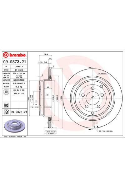 Disco  freno BREMBO 65-09.9373.21