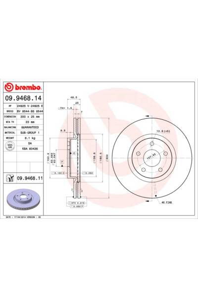 Disco  freno BREMBO 65-09.9468.11