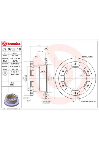Disco  freno BREMBO 65-09.9763.10