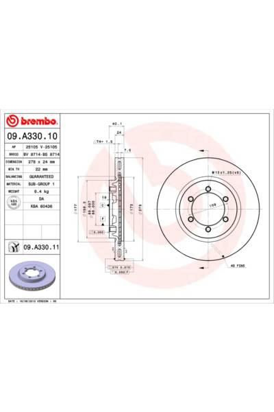 Disco  freno BREMBO 65-09.A330.11