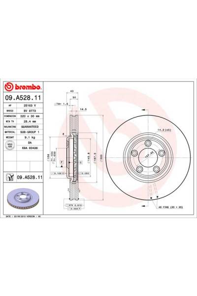 Disco  freno BREMBO 65-09.A528.11