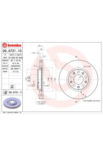 Disco  freno BREMBO 65-09.A721.11