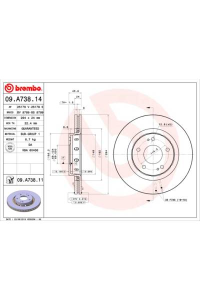 Disco  freno BREMBO 65-09.A738.11