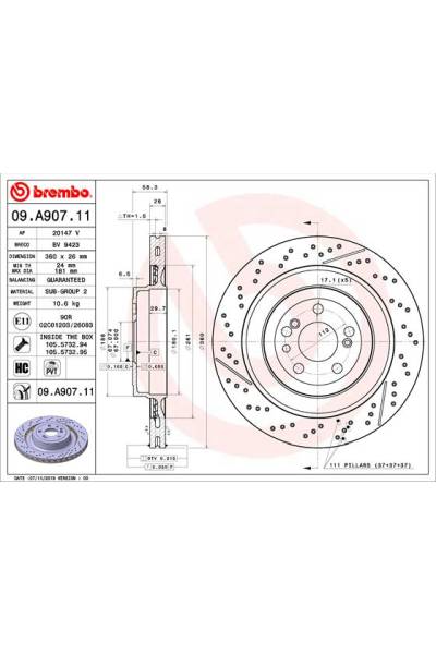 Disco freno brembo 65-09.A907.11