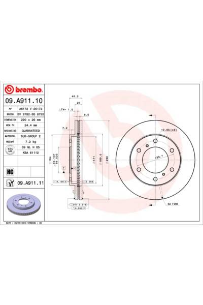 Disco  freno BREMBO 65-09.A911.11