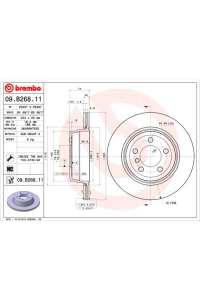 Disco  freno BREMBO 65-09.B268.11