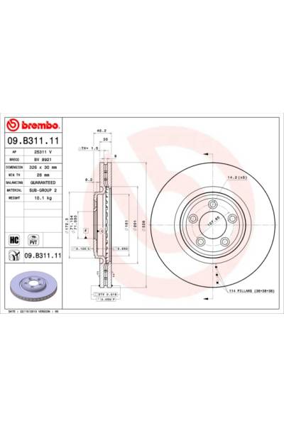 Disco  freno BREMBO 65-09.B311.11