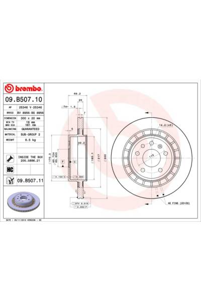 Disco freno brembo 65-09.B507.11