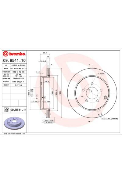 Disco freno brembo 65-09.B541.11