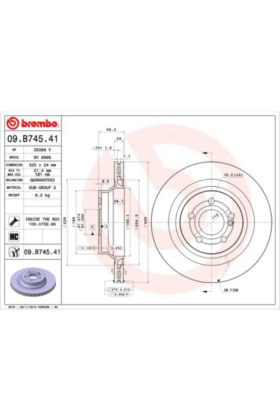 Disco  freno BREMBO 65-09.B745.41