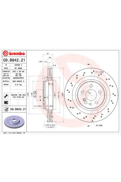 Disco  freno BREMBO 65-09.B842.21