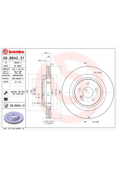 Disco  freno BREMBO 65-09.B842.31