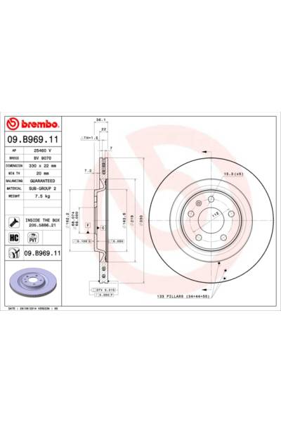 Disco freno brembo 65-09.B969.11
